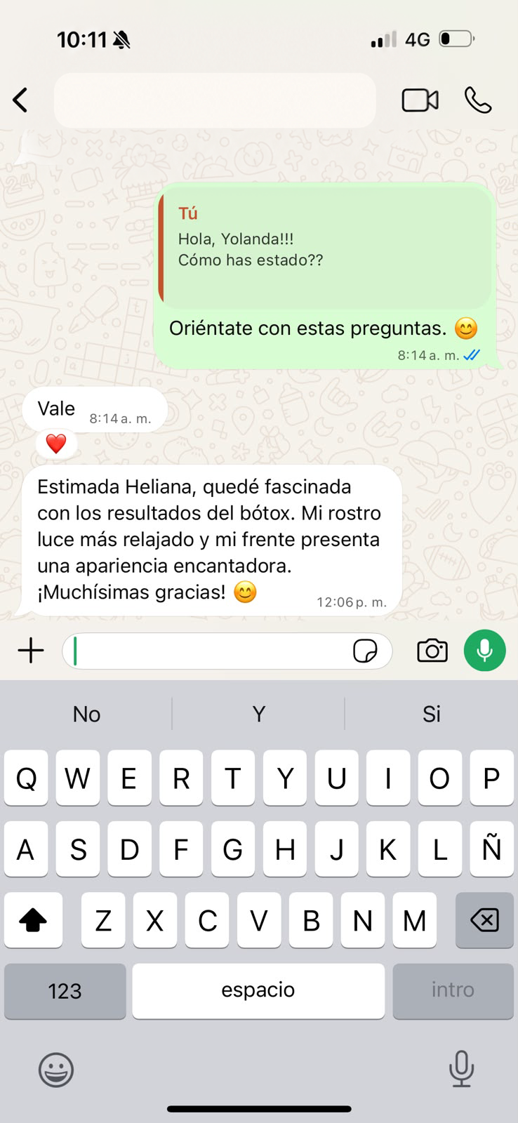 Testimonio de paciente satisfecha con los resultados de Botox en Vida Bella